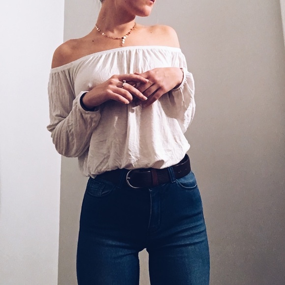 Tops - White Off-the-Shoulder Top